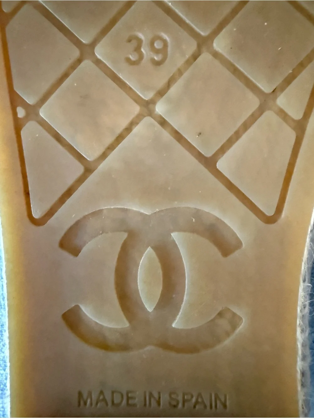 CHANEL Taupe and Black Logo Espadrille Flats